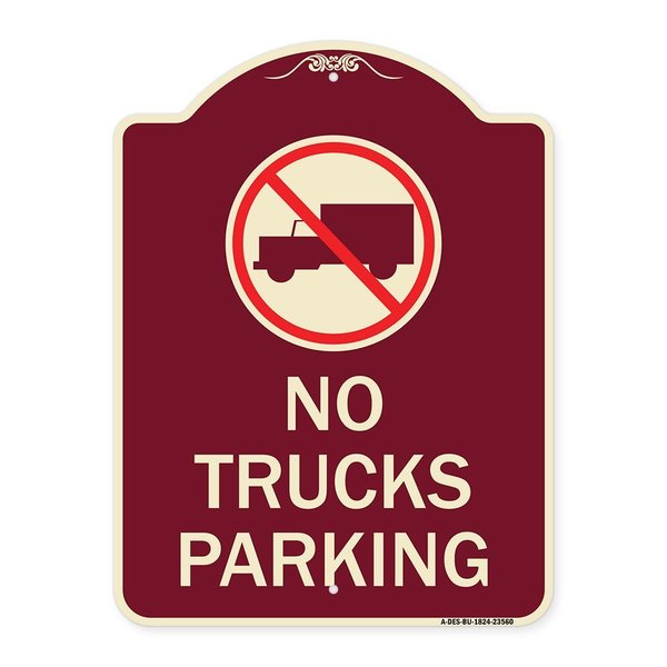 Signmission No Truck No Truck Parking WithHeavy-Gauge Aluminum Architectural Sign, 24" x 18", BU-1824-23560 A-DES-BU-1824-23560